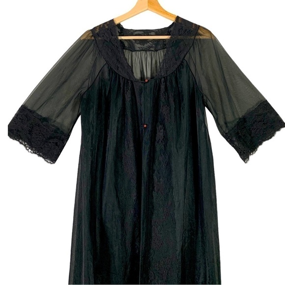 Vintage Shadow Line Chiffon Peignoir Lingerie Gown Size Medium - Picture 3 of 8